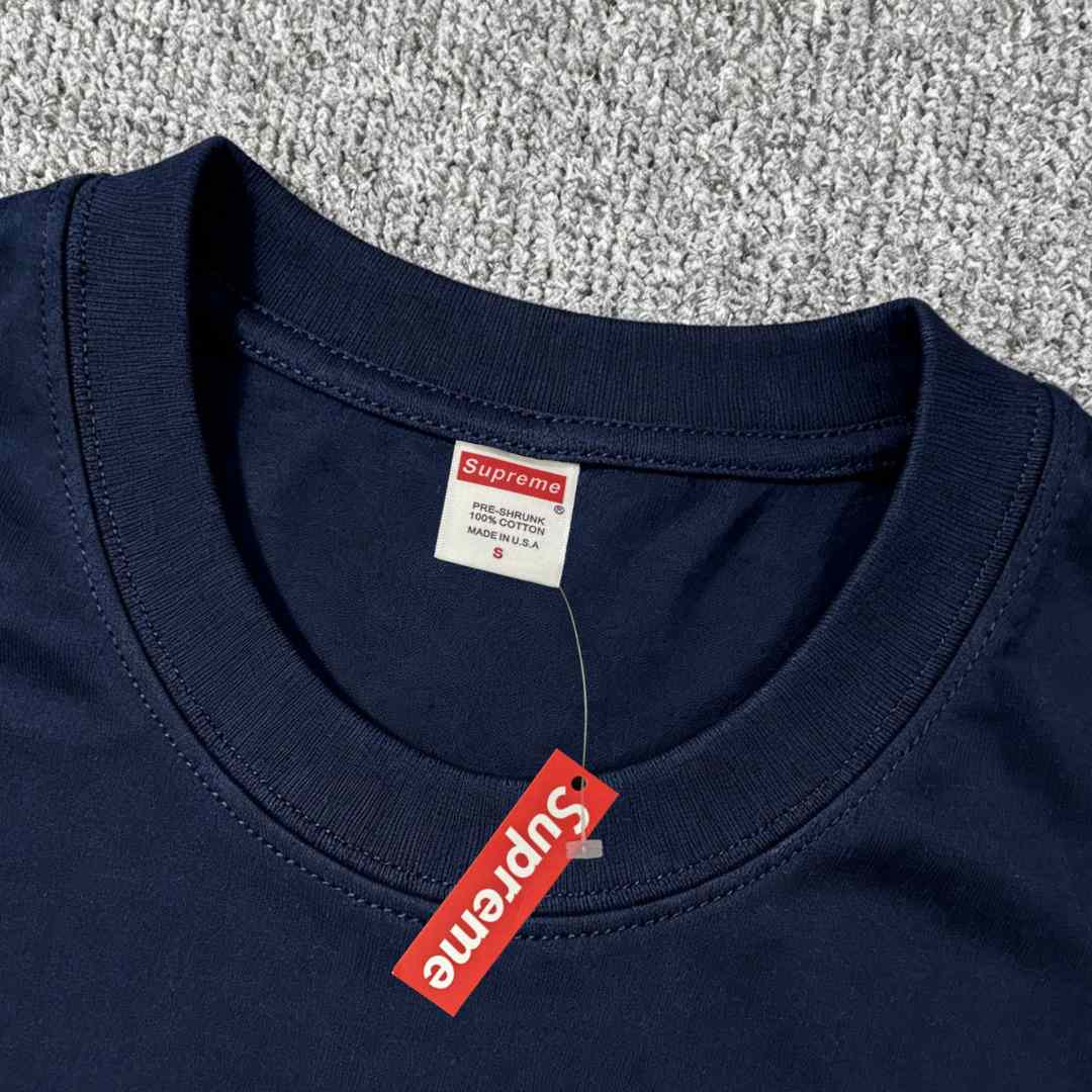 Supreme Arabic Box Logo Tee 'Navy' - DesignerGu