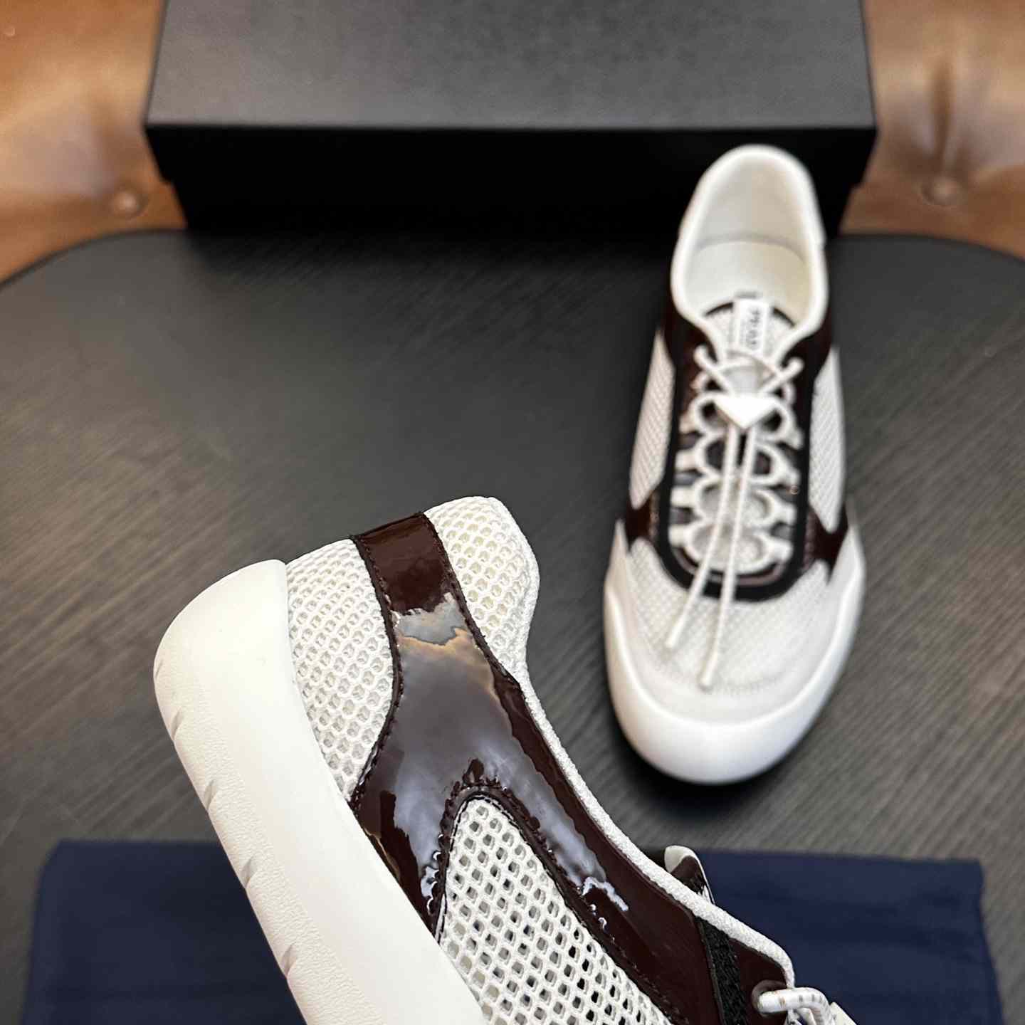 Prada Speedrock Patent Leather and Mesh Fabric Sneakers - DesignerGu