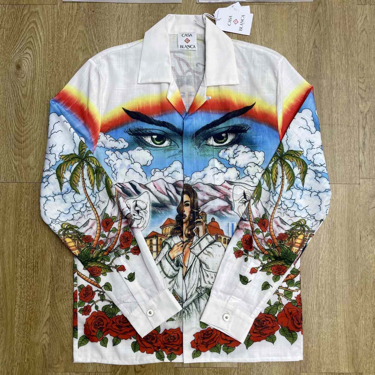 Casablanca Chateau Marmont Linen Shirt 'White' CA3581 - DesignerGu