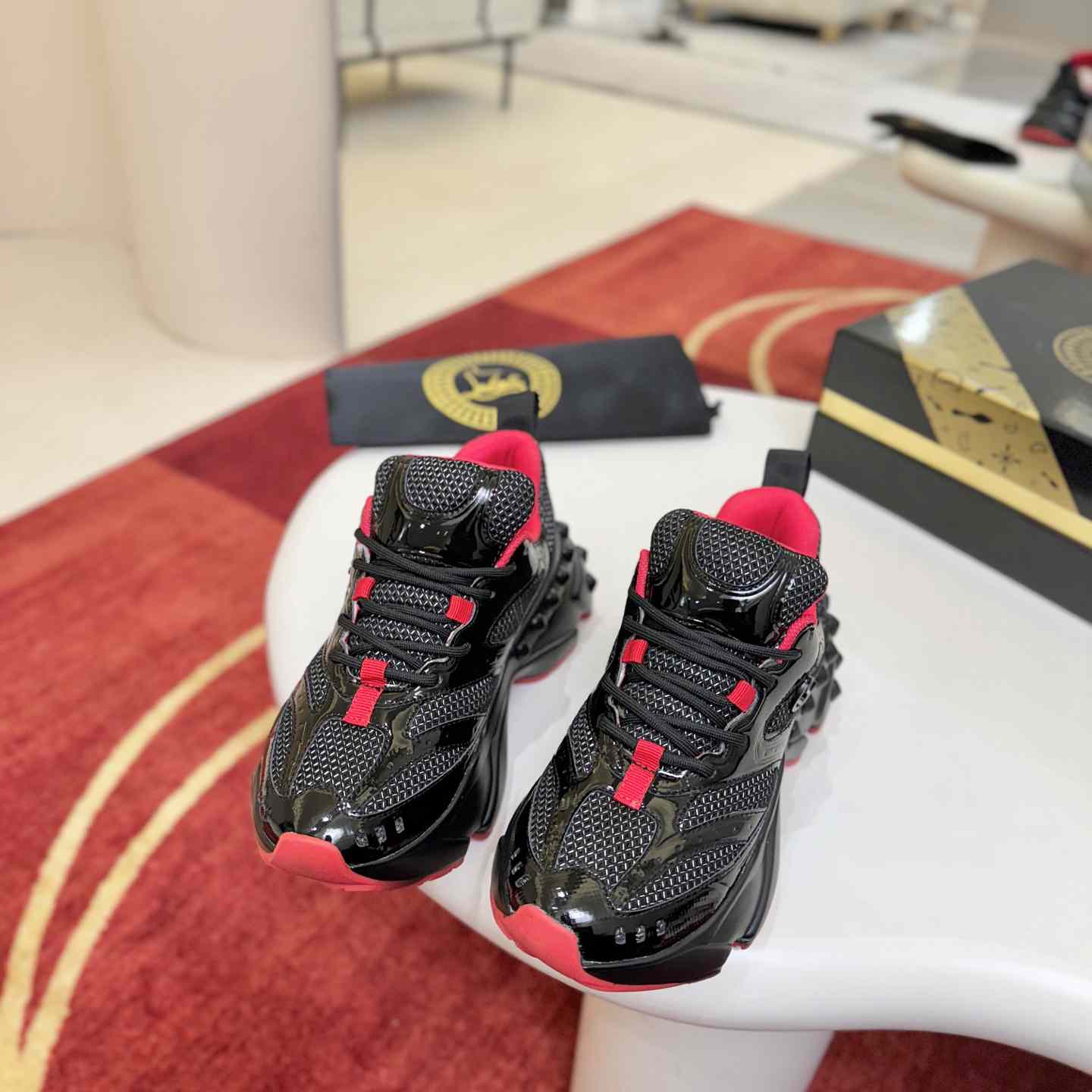 Christian Louboutin So Flo Patent Leather Sneakers - DesignerGu