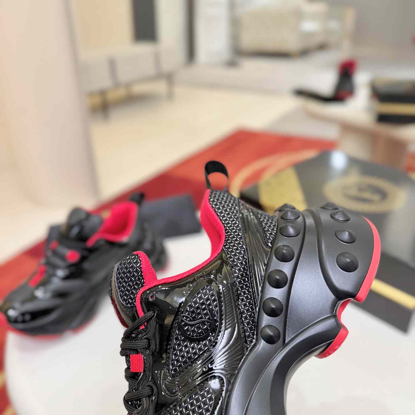 Christian Louboutin So Flo Patent Leather Sneakers - DesignerGu