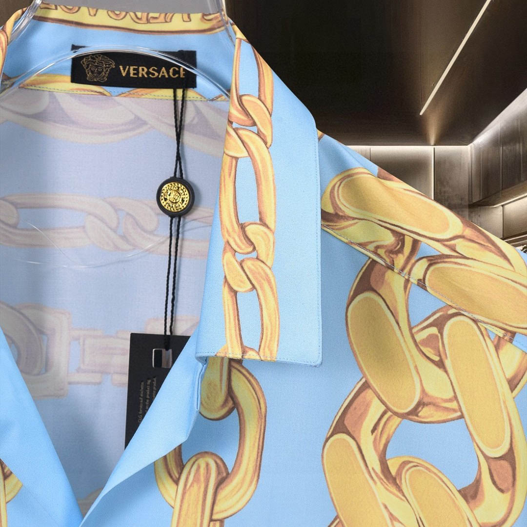 Versace Chain-Link Printed Short-Sleeved Shirt - DesignerGu
