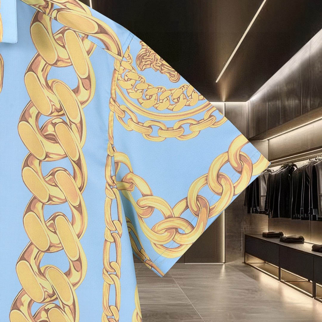 Versace Chain-Link Printed Short-Sleeved Shirt - DesignerGu