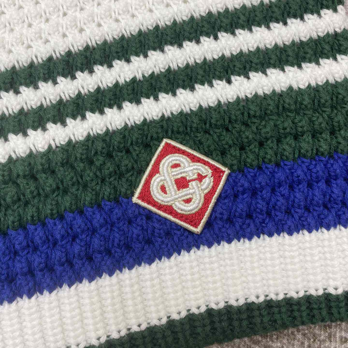 Casablanca Crochet Effect Tennis Shorts 'White/Green Stripe' D0032 - DesignerGu