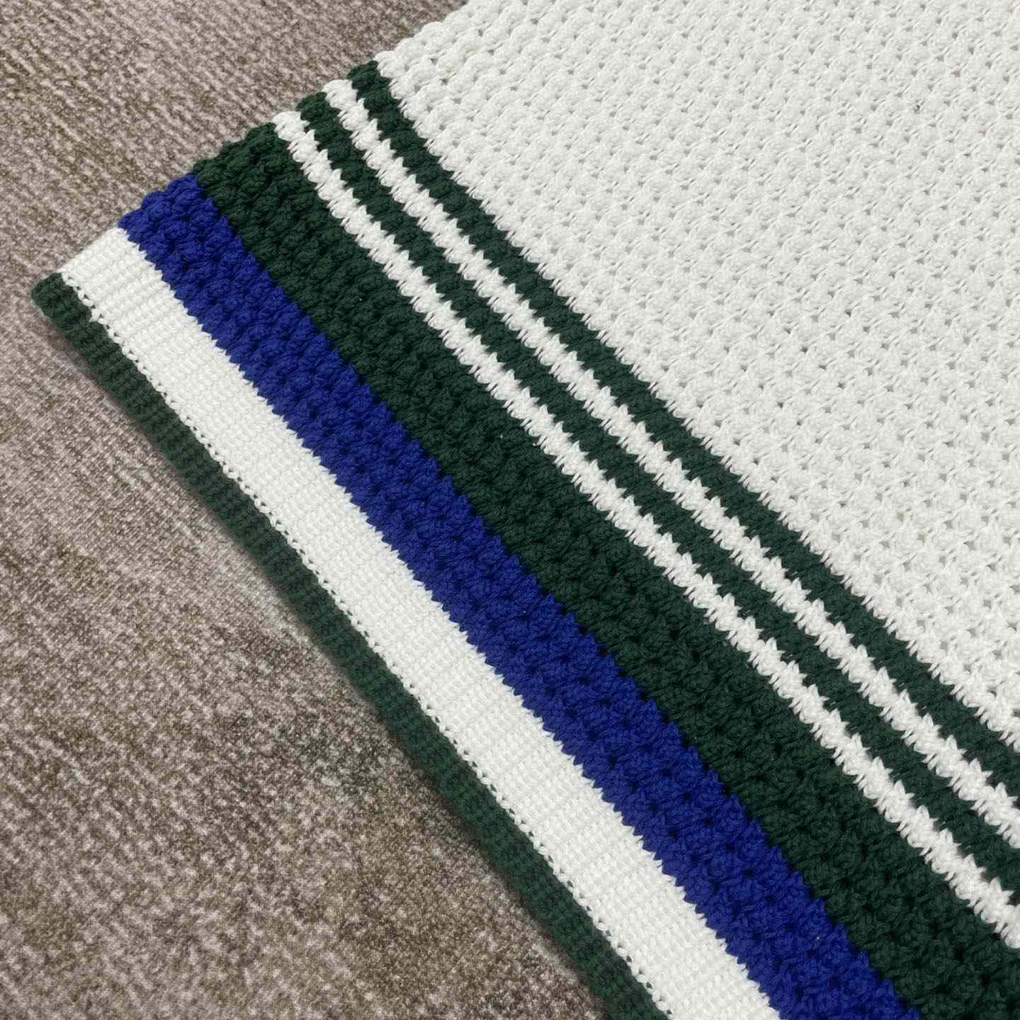 Casablanca Crochet Effect Tennis Shorts 'White/Green Stripe' D0032 - DesignerGu