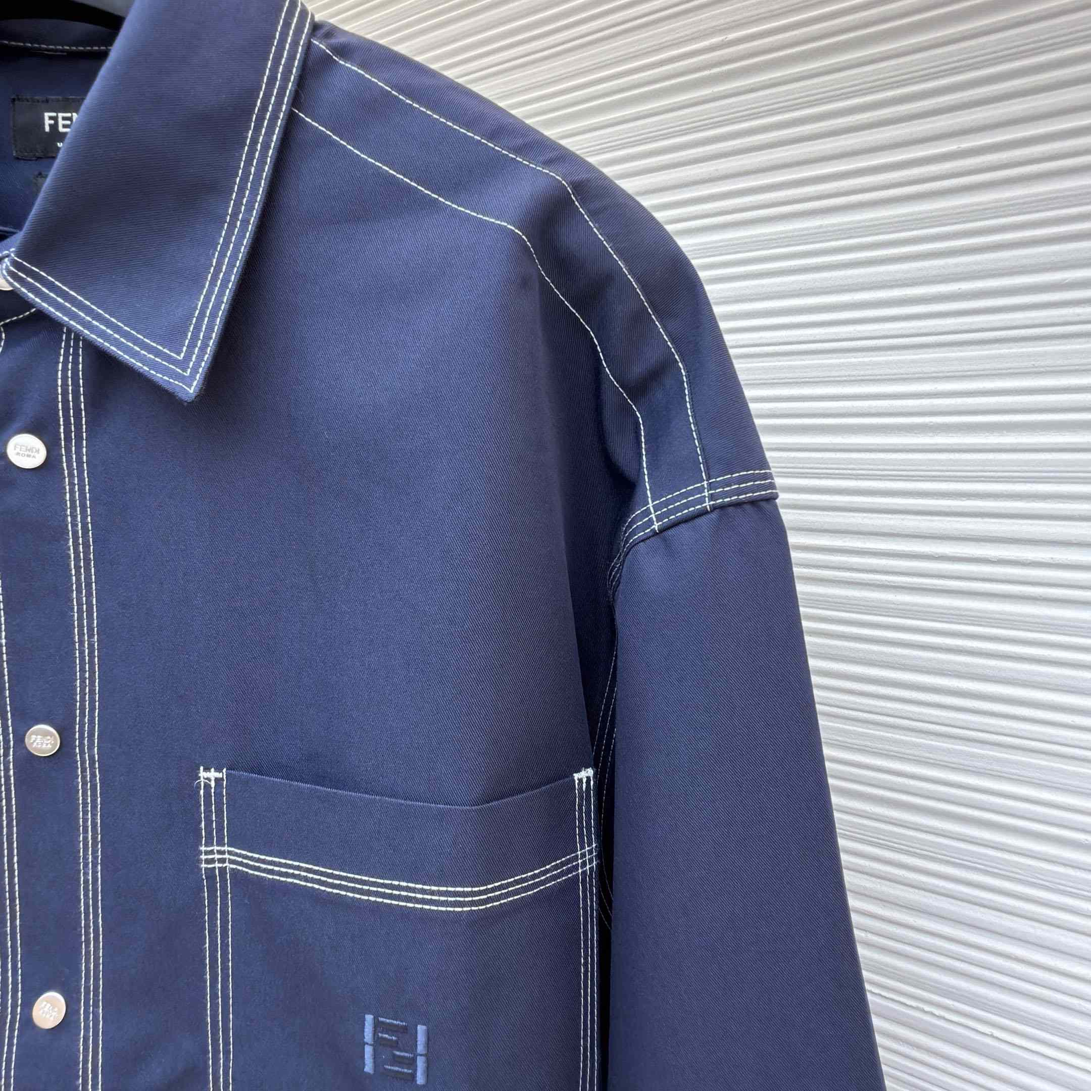 Fendi Dark Blue Cotton Shirt - DesignerGu