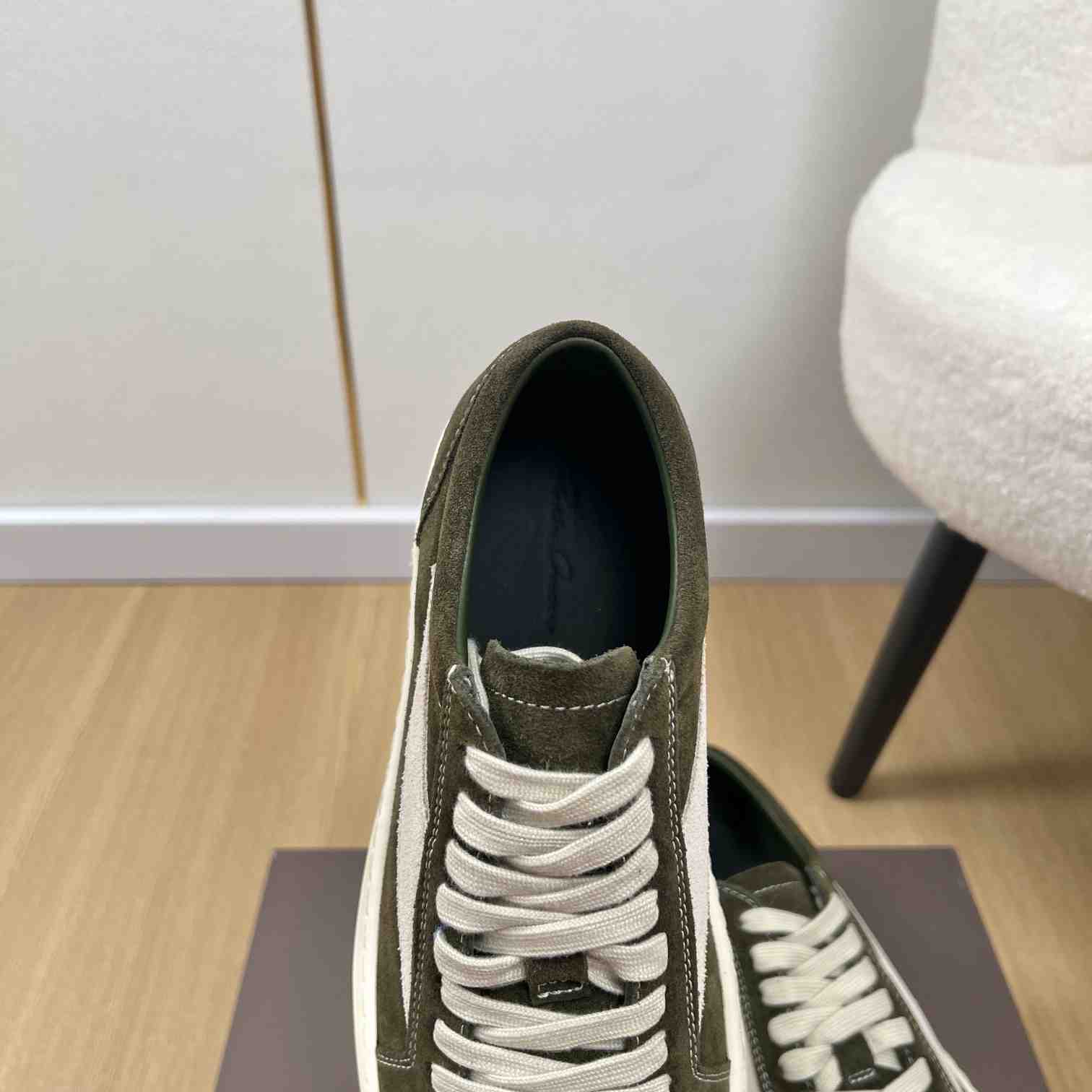 Rick Owens Vintage Leather-Trimmed Suede Sneakers - DesignerGu