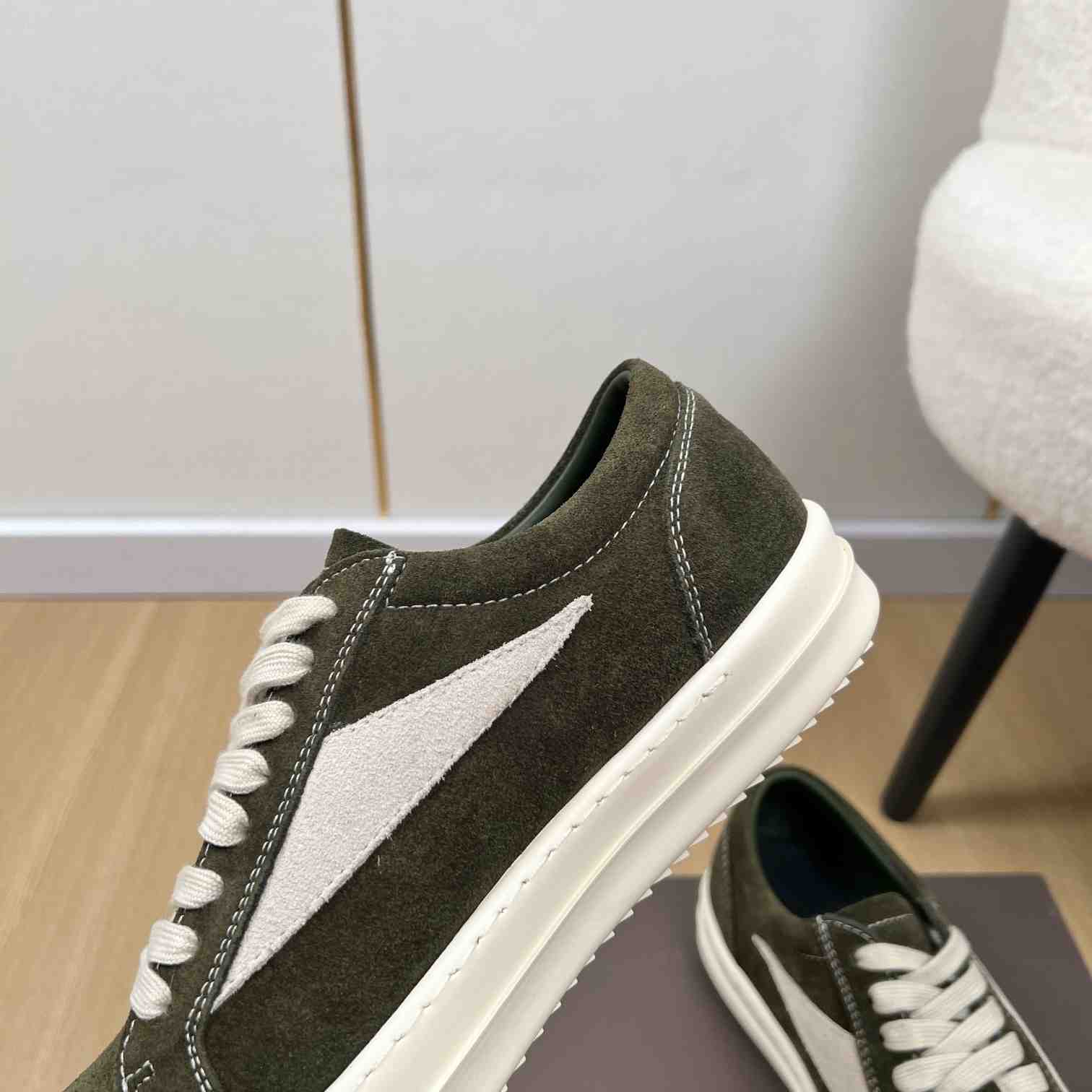 Rick Owens Vintage Leather-Trimmed Suede Sneakers - DesignerGu