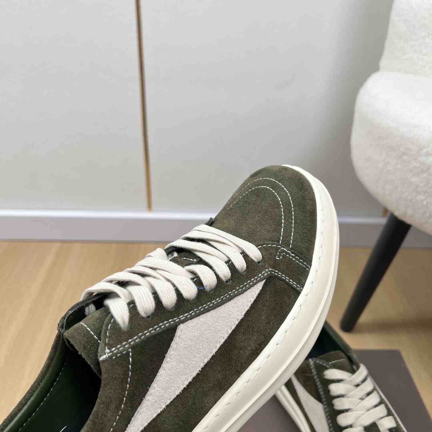Rick Owens Vintage Leather-Trimmed Suede Sneakers - DesignerGu