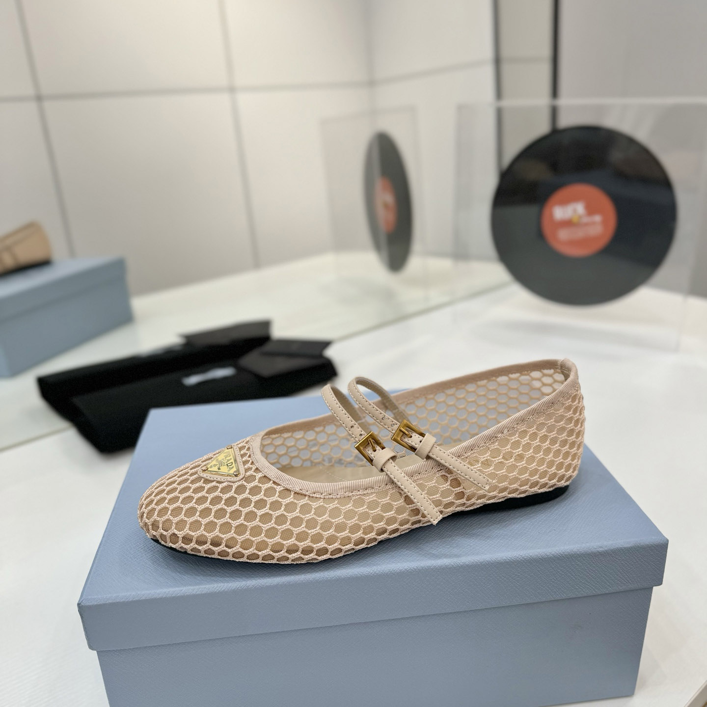 Prada Mesh Fabric Ballerinas - DesignerGu