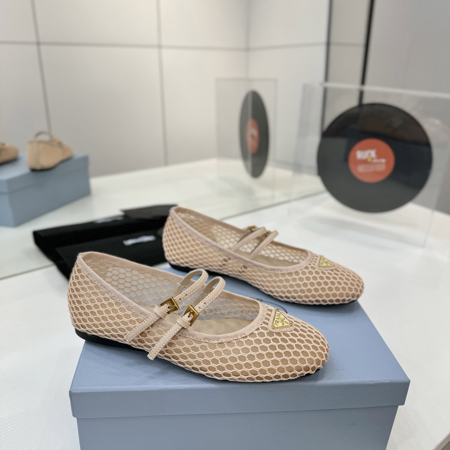 Prada Mesh Fabric Ballerinas - DesignerGu