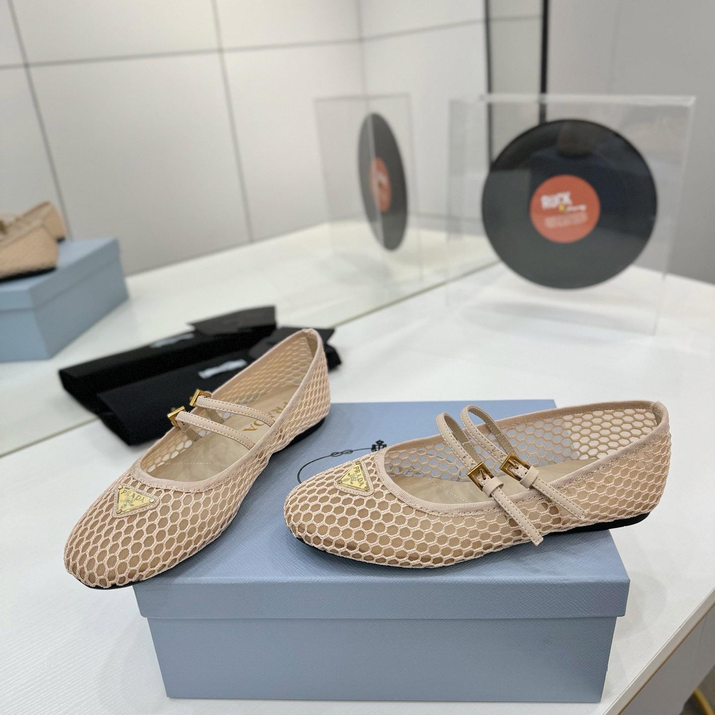 Prada Mesh Fabric Ballerinas - DesignerGu