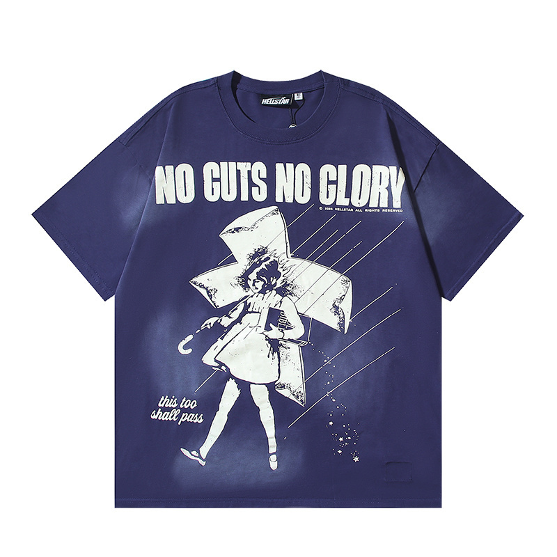 Hellstar Carry Your Cross T-Shirt Navy Blue - DesignerGu