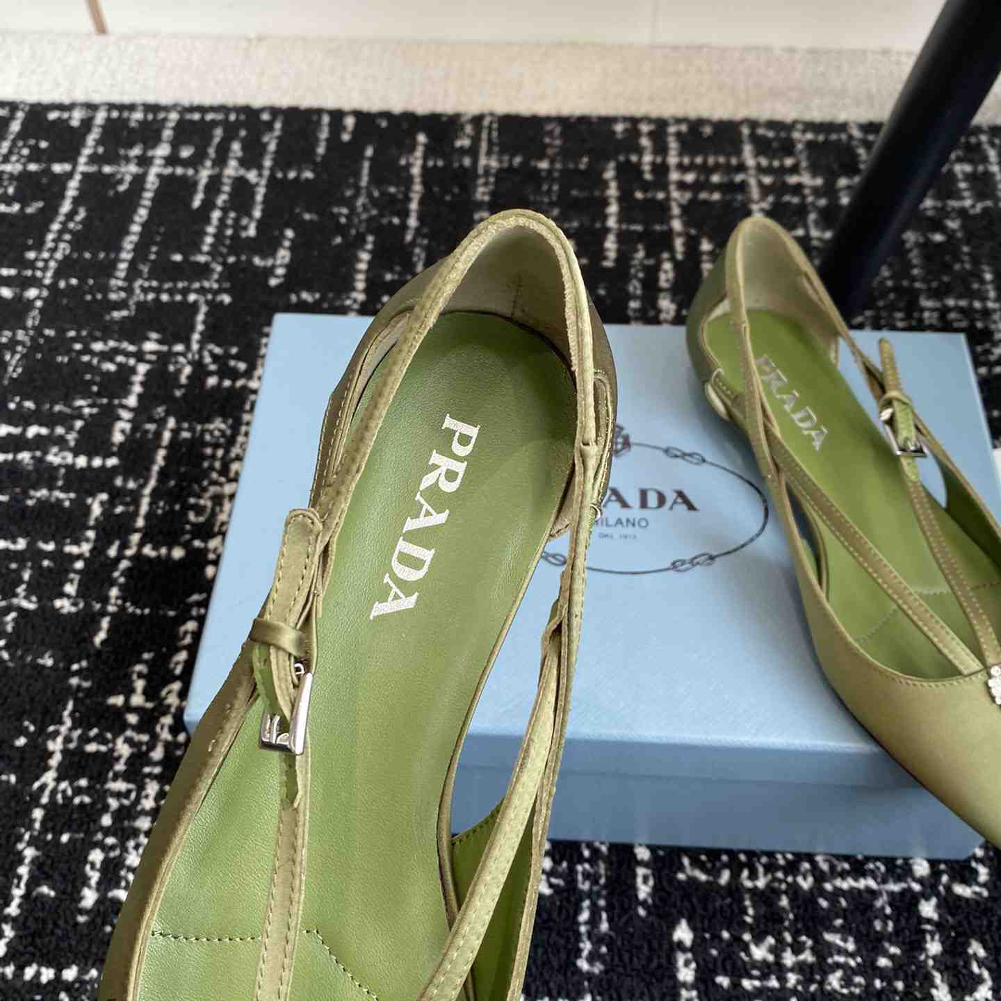 Prada Satin Crystal Embellishments Ballet Flats - DesignerGu