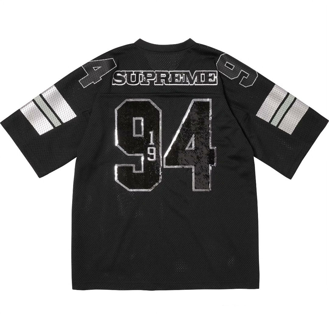 Supreme Sequin Football Jersey 'Black' - DesignerGu