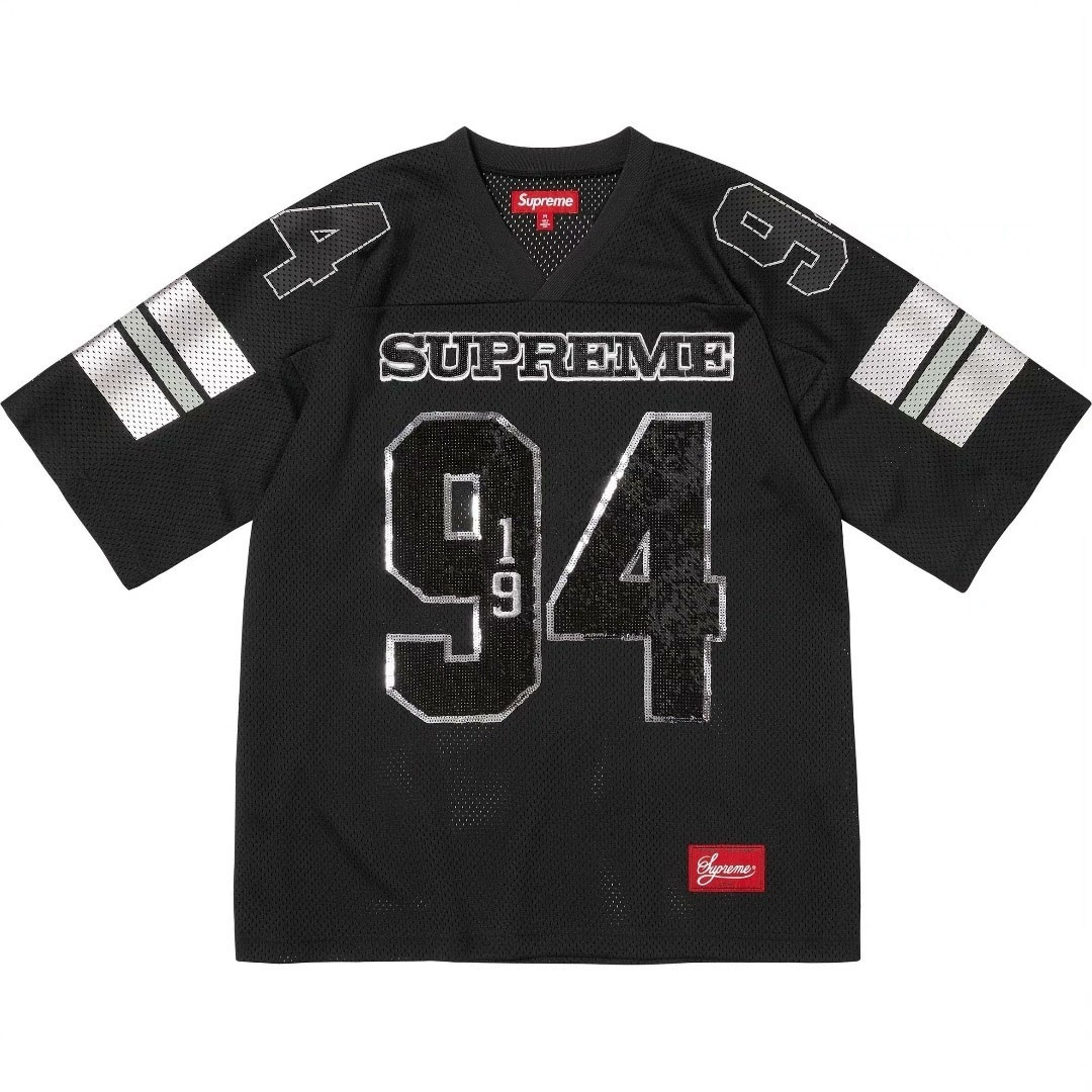 Supreme Sequin Football Jersey 'Black' - DesignerGu