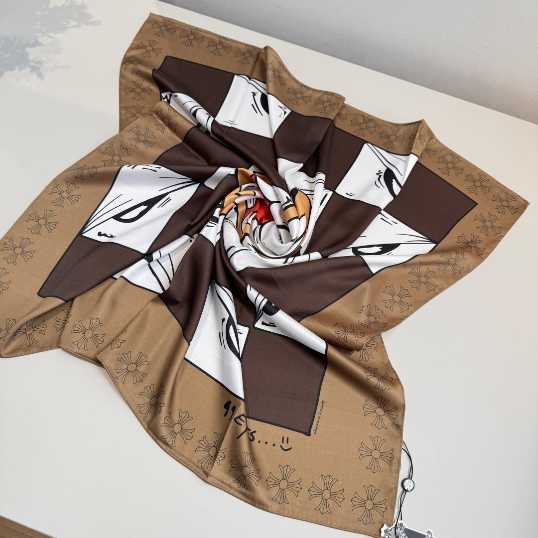 Chrome Heart Square Silk Scarf - DesignerGu