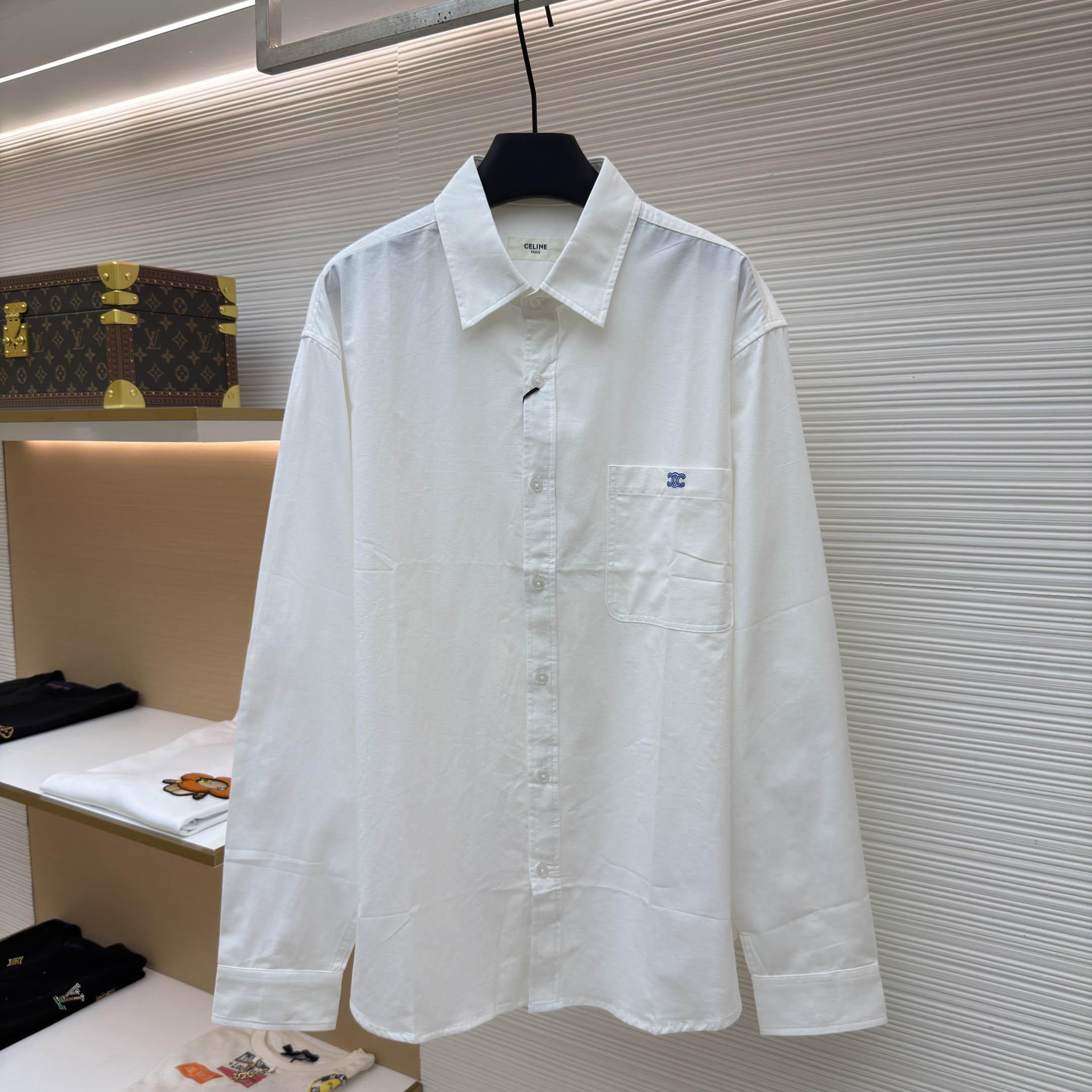 Celine Overshirt In Cotton Denim - DesignerGu