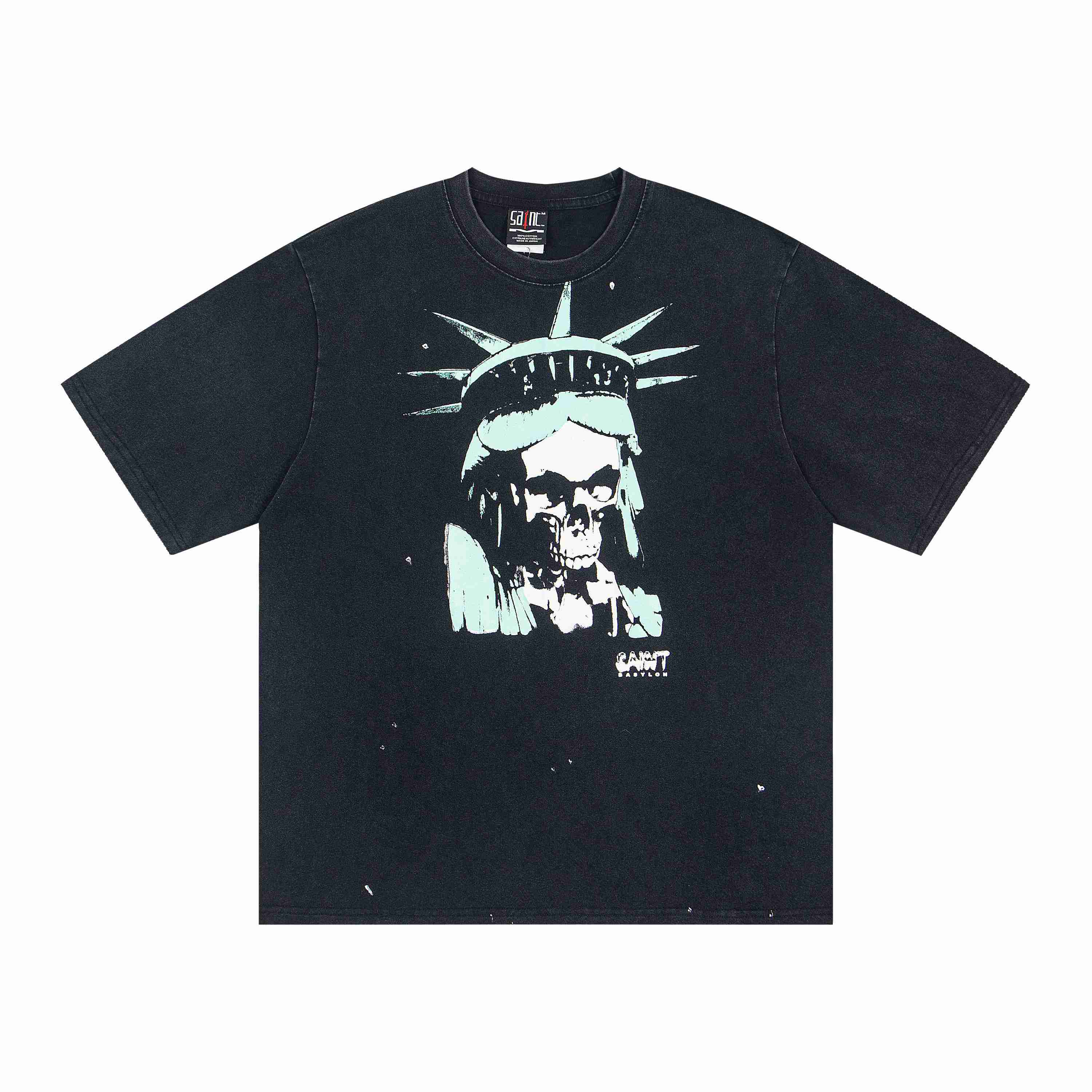 Saint Michael X Babylon Statue Skull Short-Sleeve Tee 'Black' - DesignerGu