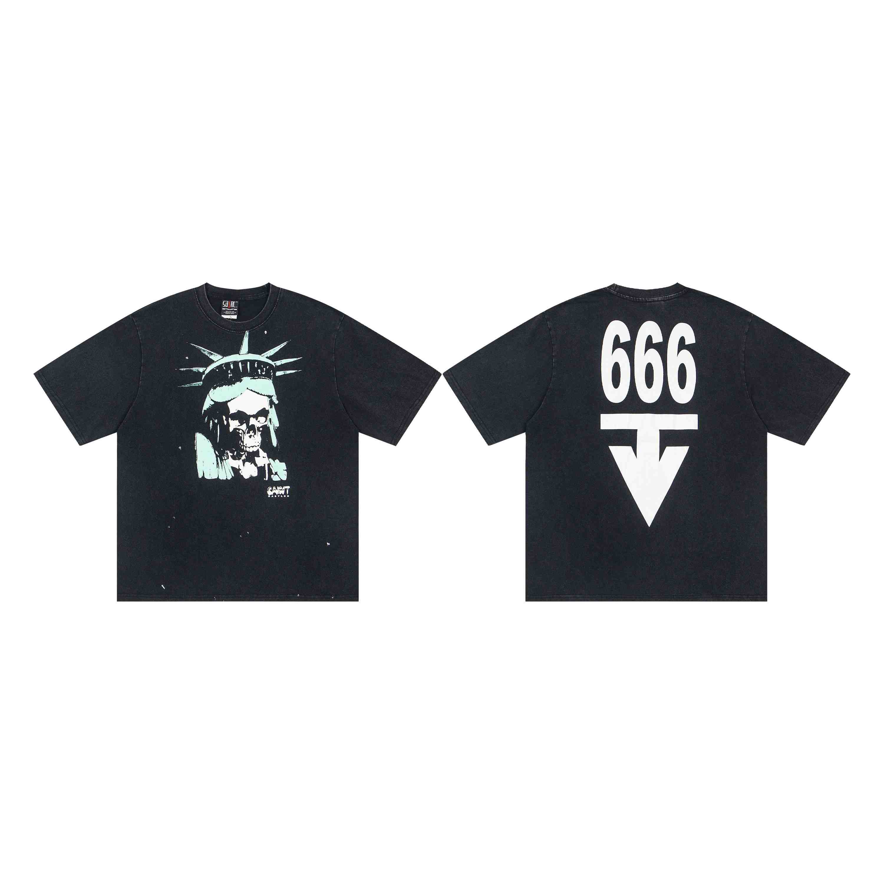Saint Michael X Babylon Statue Skull Short-Sleeve Tee 'Black' - DesignerGu