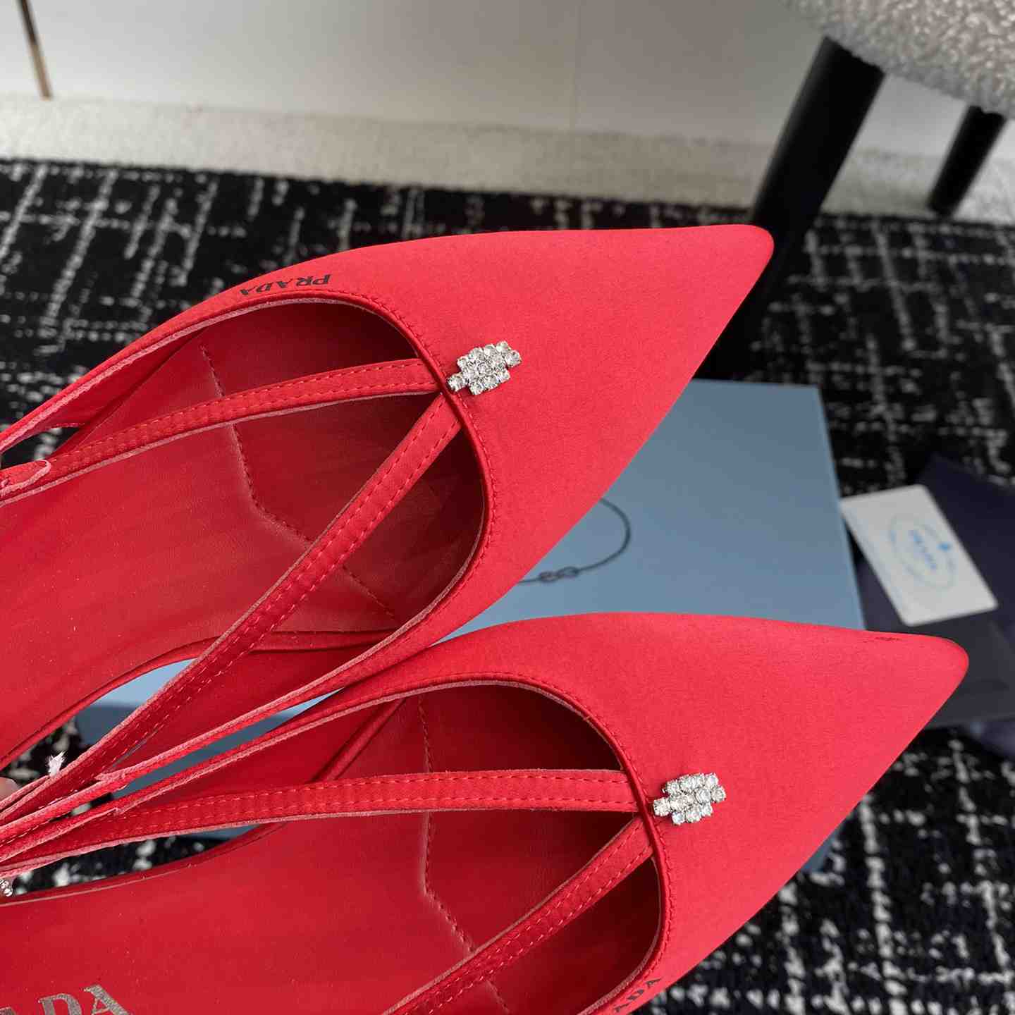 Prada Satin Crystal Embellishments Ballet Flats - DesignerGu