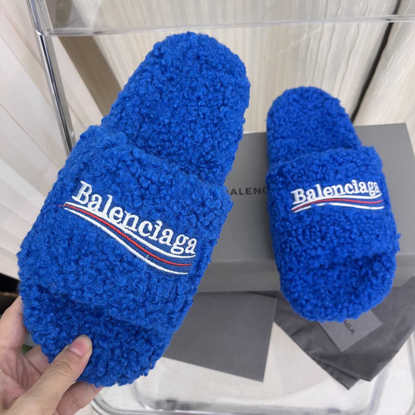 Balenciaga Furry Slide Sandals - DesignerGu
