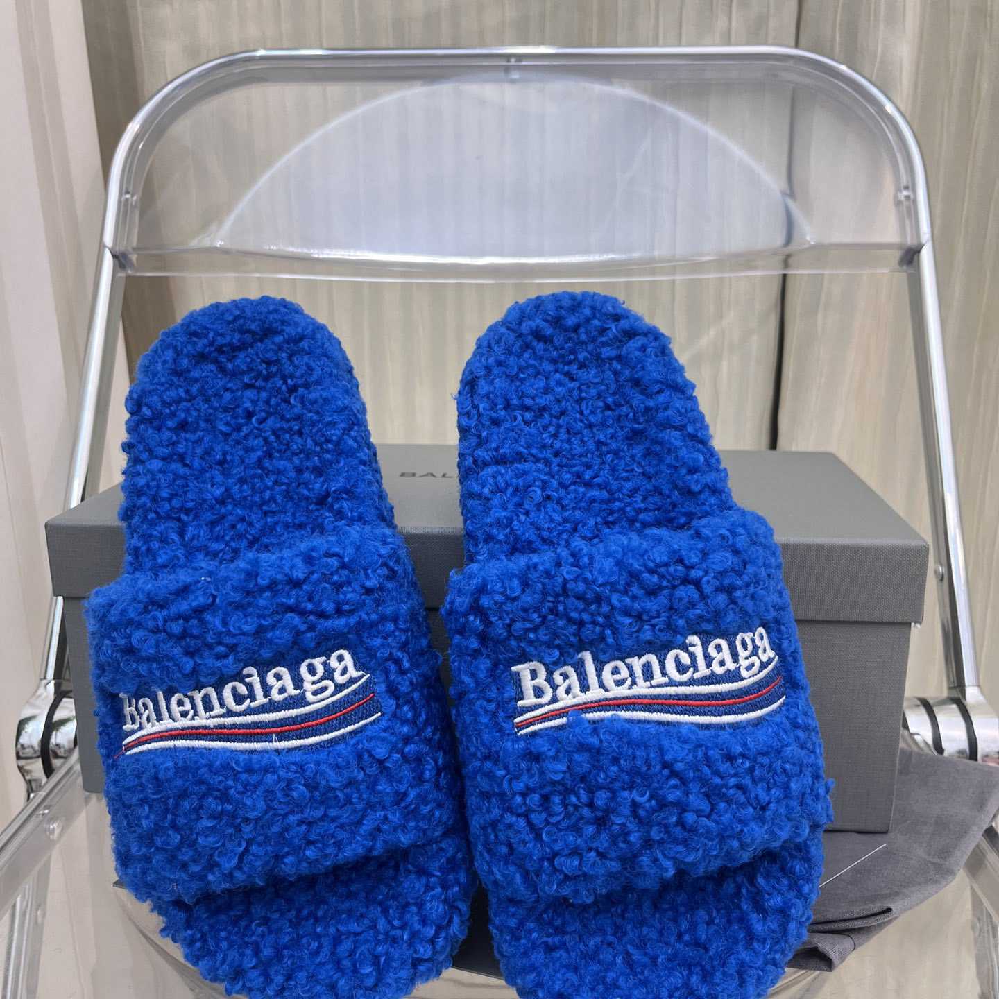 Balenciaga Furry Slide Sandals - DesignerGu