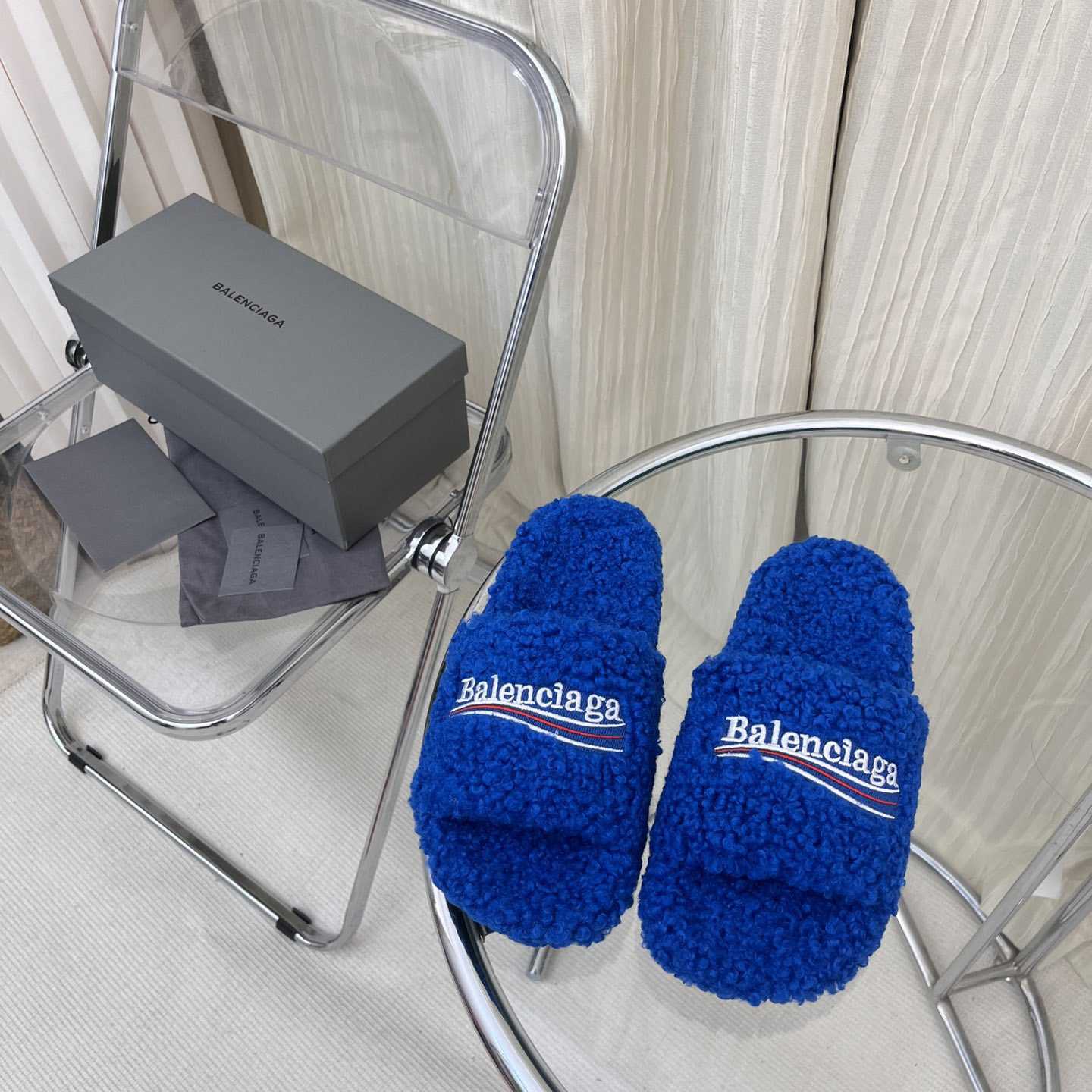 Balenciaga Furry Slide Sandals - DesignerGu