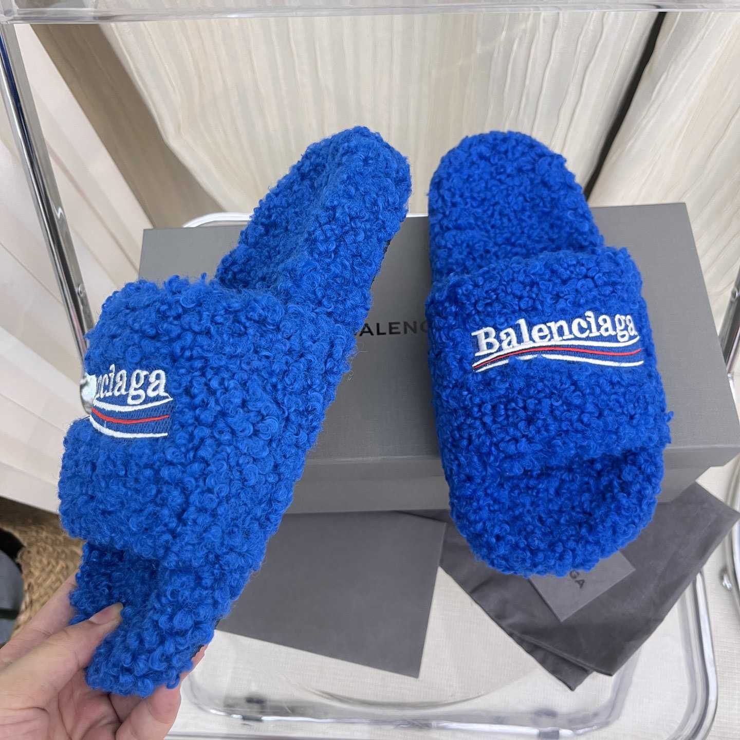Balenciaga Furry Slide Sandals - DesignerGu