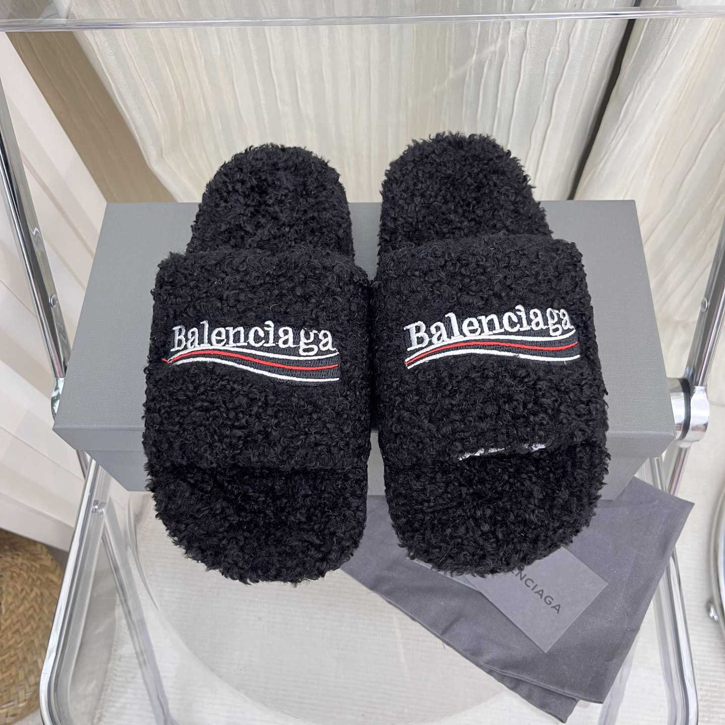 Balenciaga Furry Slide Sandals - DesignerGu