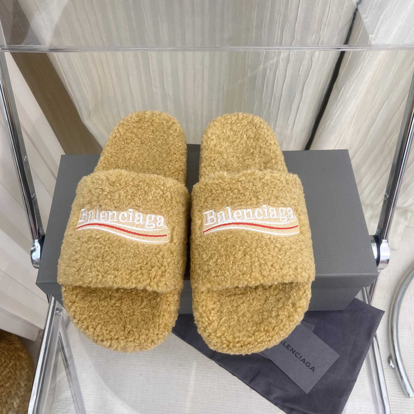 Balenciaga Furry Slide Sandals - DesignerGu