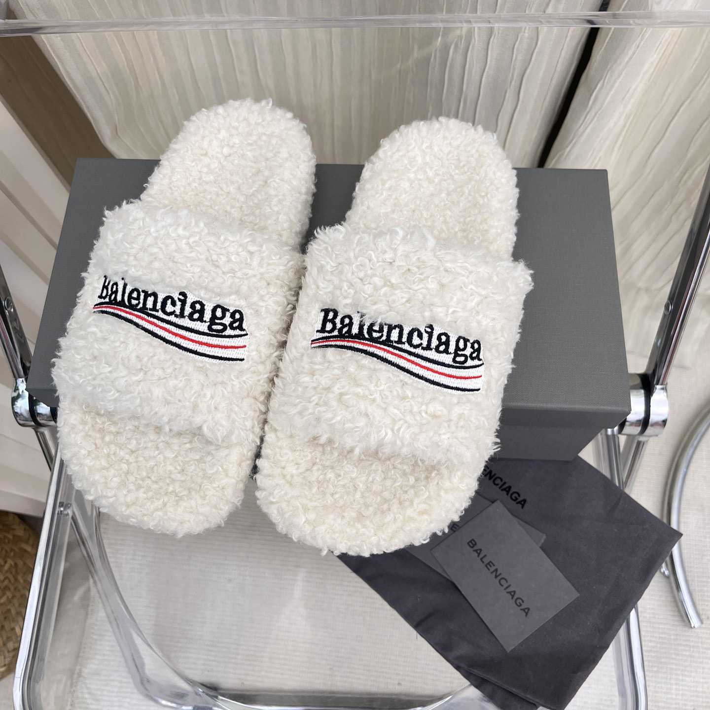 Balenciaga Furry Slide Sandals - DesignerGu