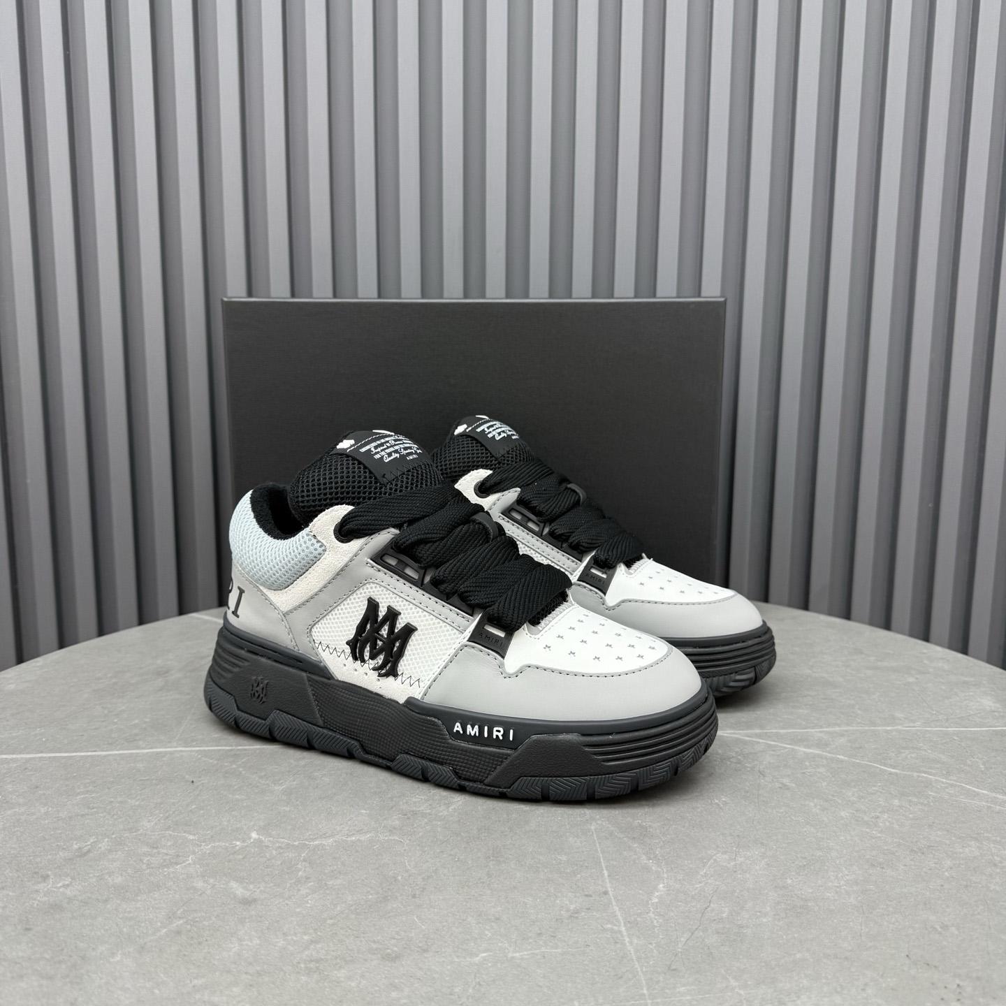 Amiri White & Gray MA Patch MA-1 Sneakers - DesignerGu
