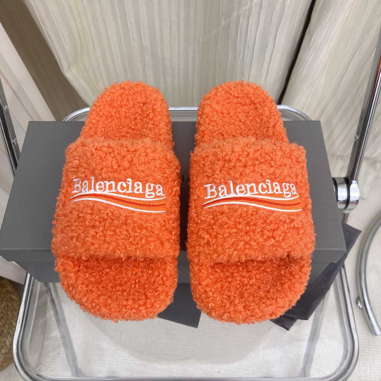 Balenciaga Furry Slide Sandals - DesignerGu